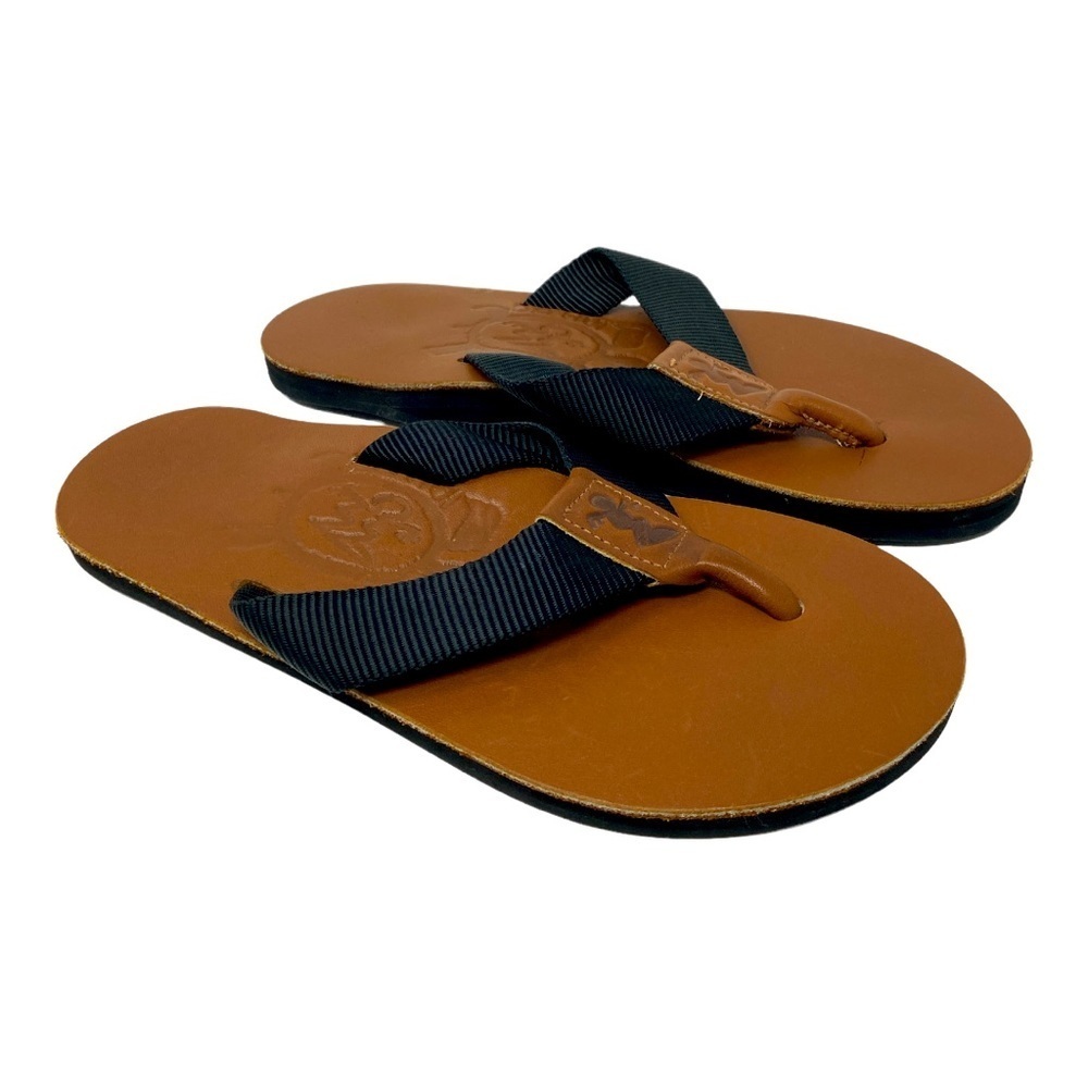 Da Hui Hawaiian Brown Leather Beach Surf Flip Flops Size 7 NWOT